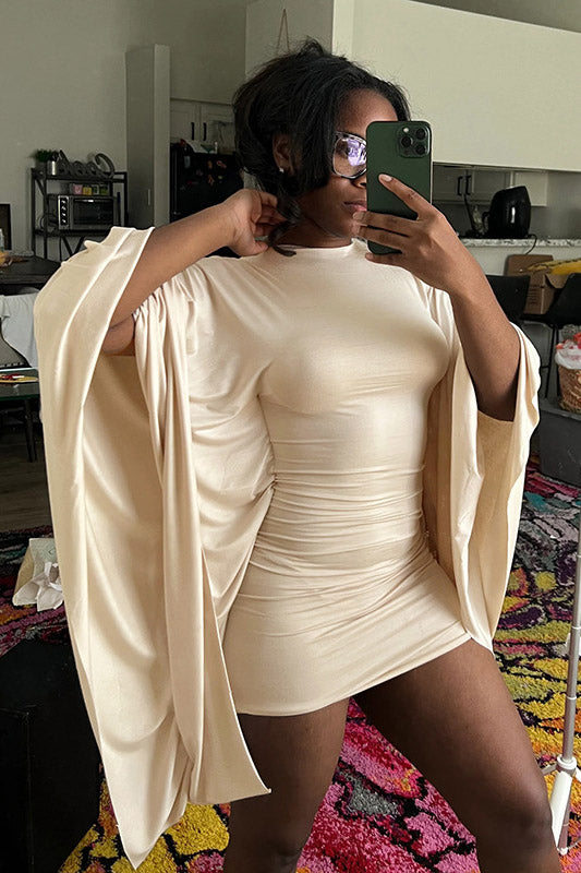 Curvy-Friendly Cape Sleeve Mini Dress