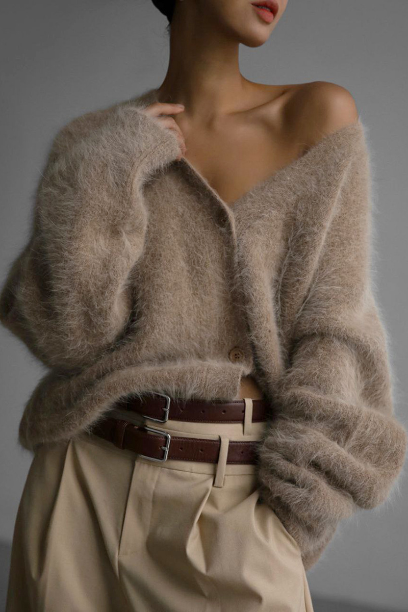 Celebrities Solid Buttons V Neck Outerwear