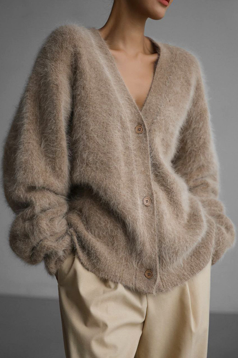 Celebrities Solid Buttons V Neck Outerwear