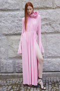 Luxury Vintage Cut-Out V Halter Floral Maxi Dress