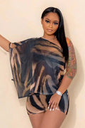 Tiger Pattern Sheer Skirt Set