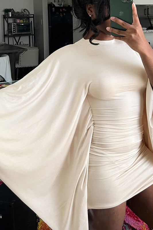 Curvy-Friendly Cape Sleeve Mini Dress