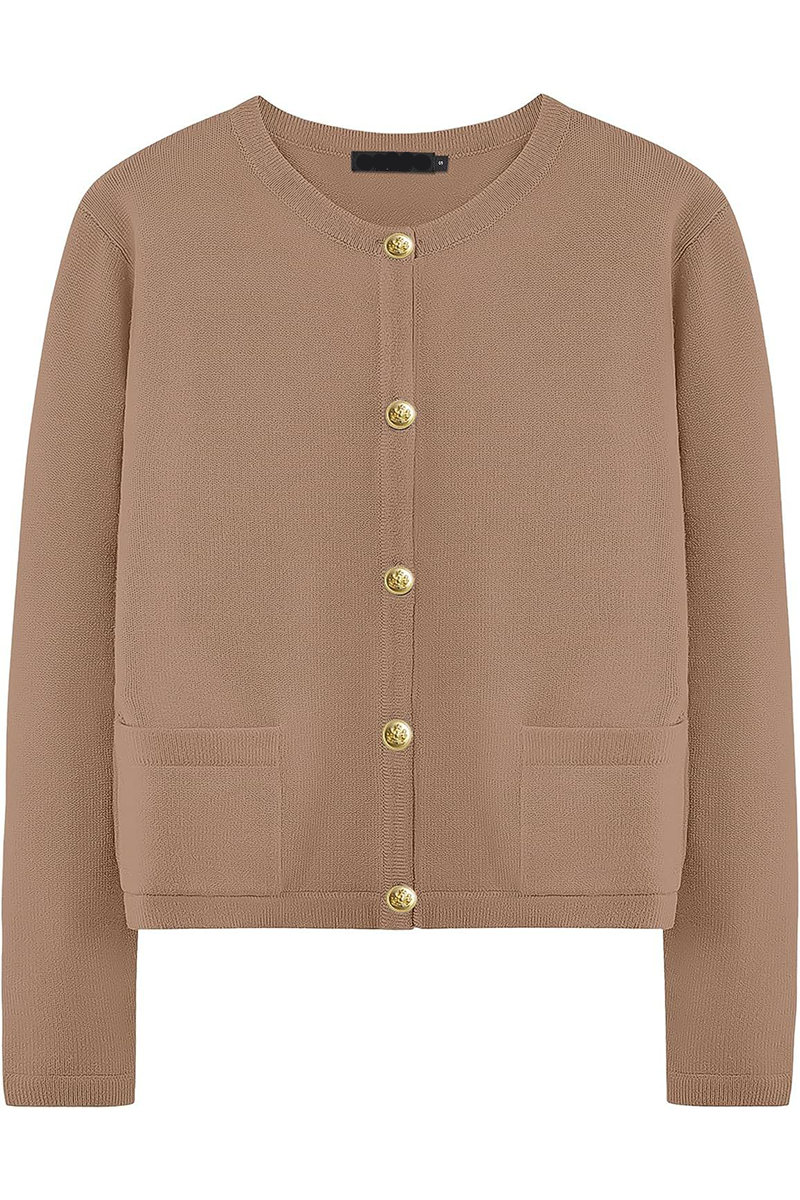Daily Solid Color Pocket Buttons O Neck Outerwear