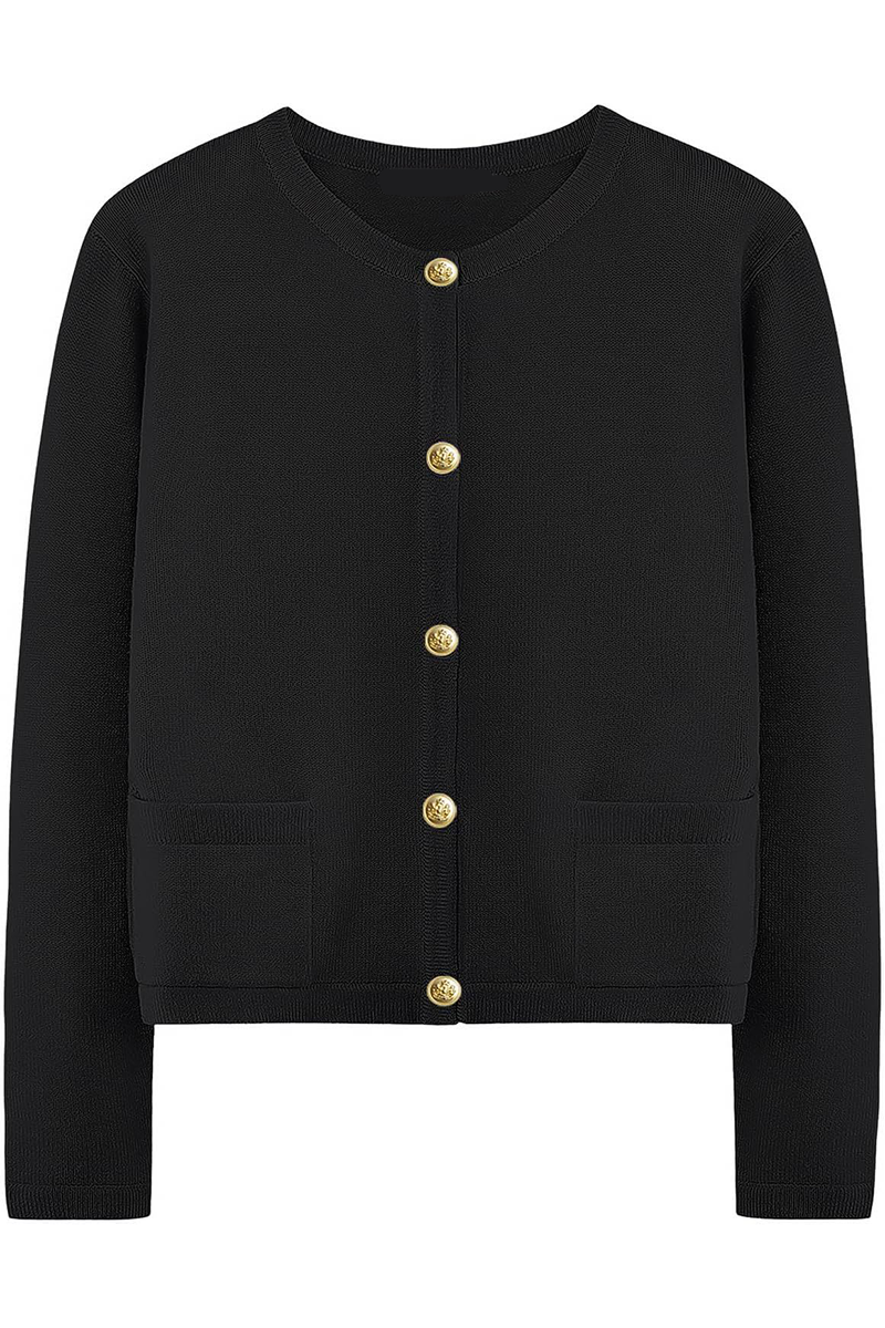 Daily Solid Color Pocket Buttons O Neck Outerwear