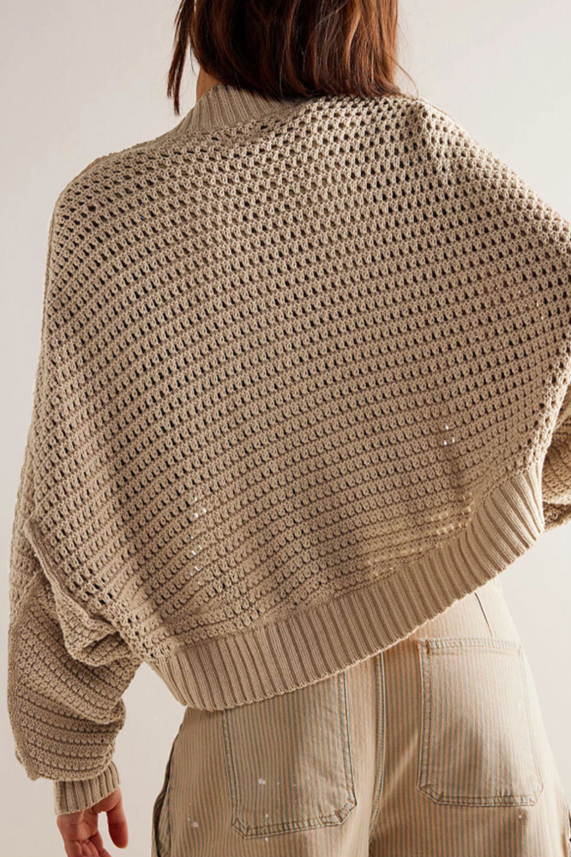 Daily Solid Color Weave Cardigan Collar Outerwear