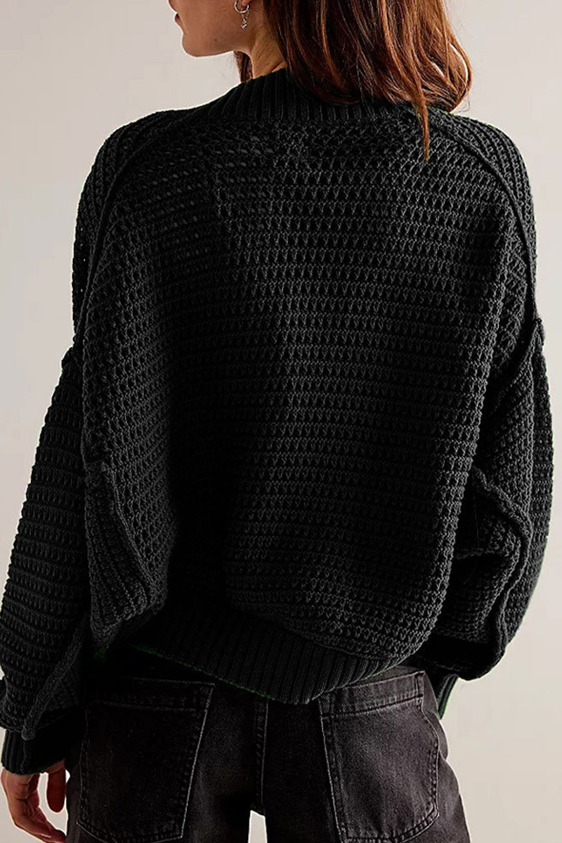 Daily Solid Color Weave Cardigan Collar Outerwear