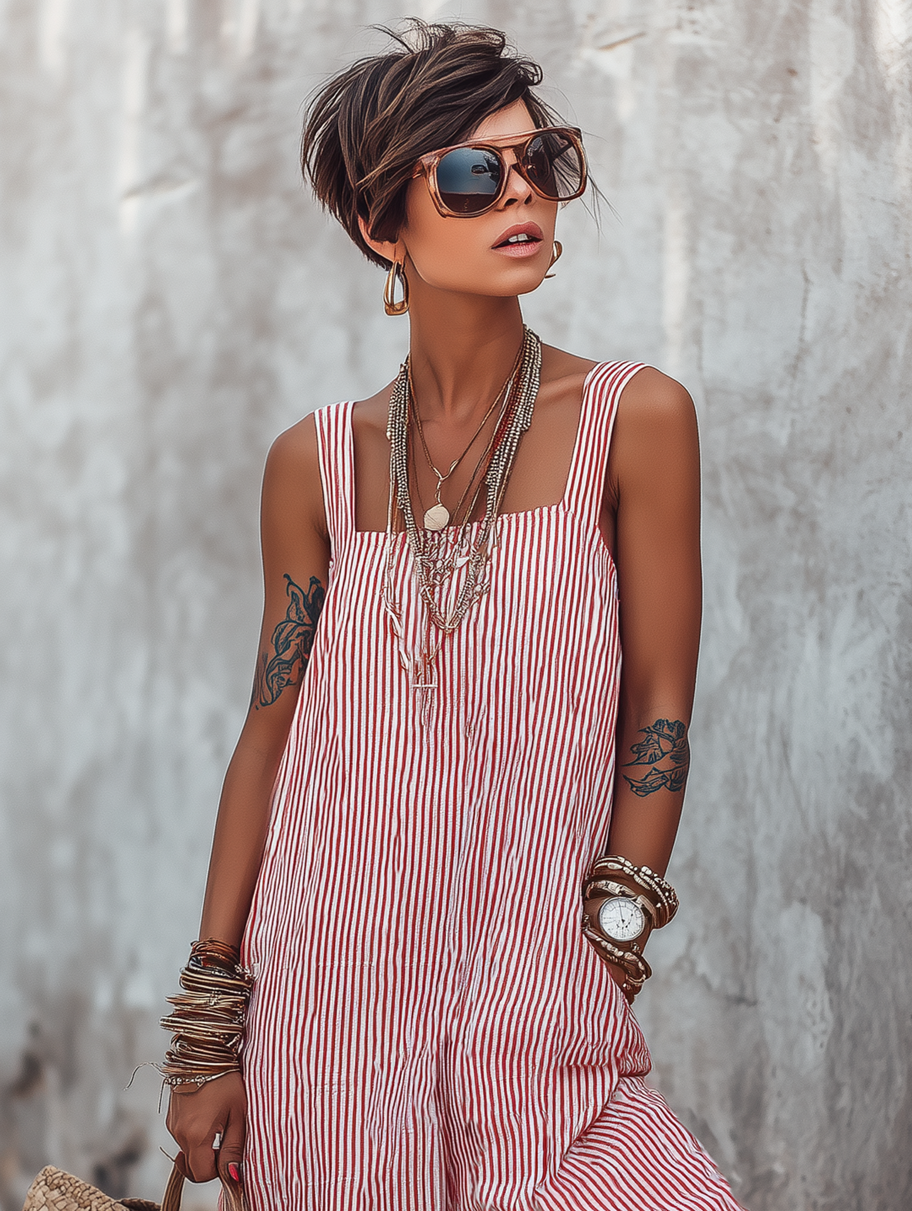 Striped Square Neck Sleeveless Jumpsuit