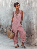 Striped Square Neck Sleeveless Jumpsuit
