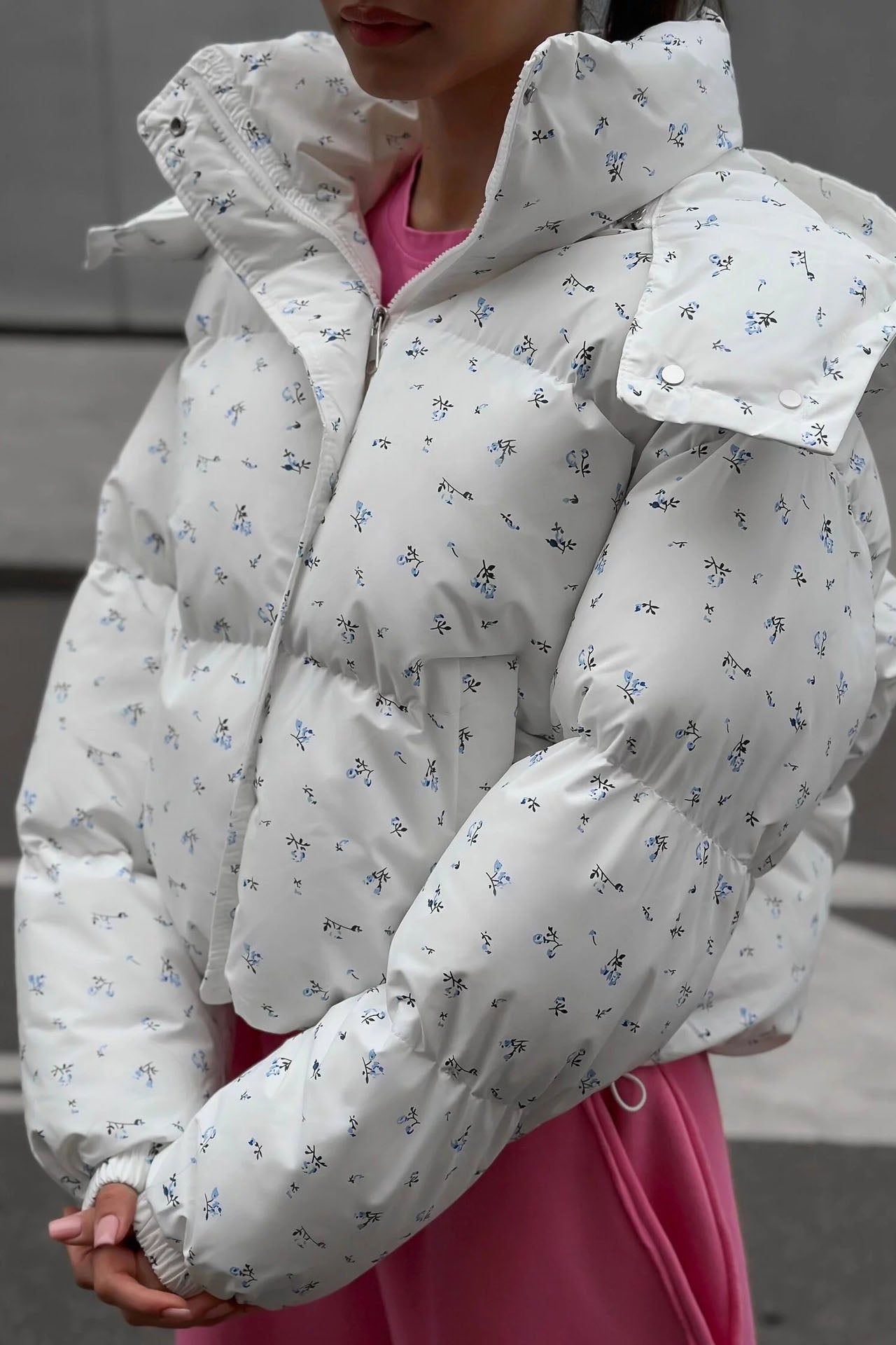 Floral Print Puffer Jacket