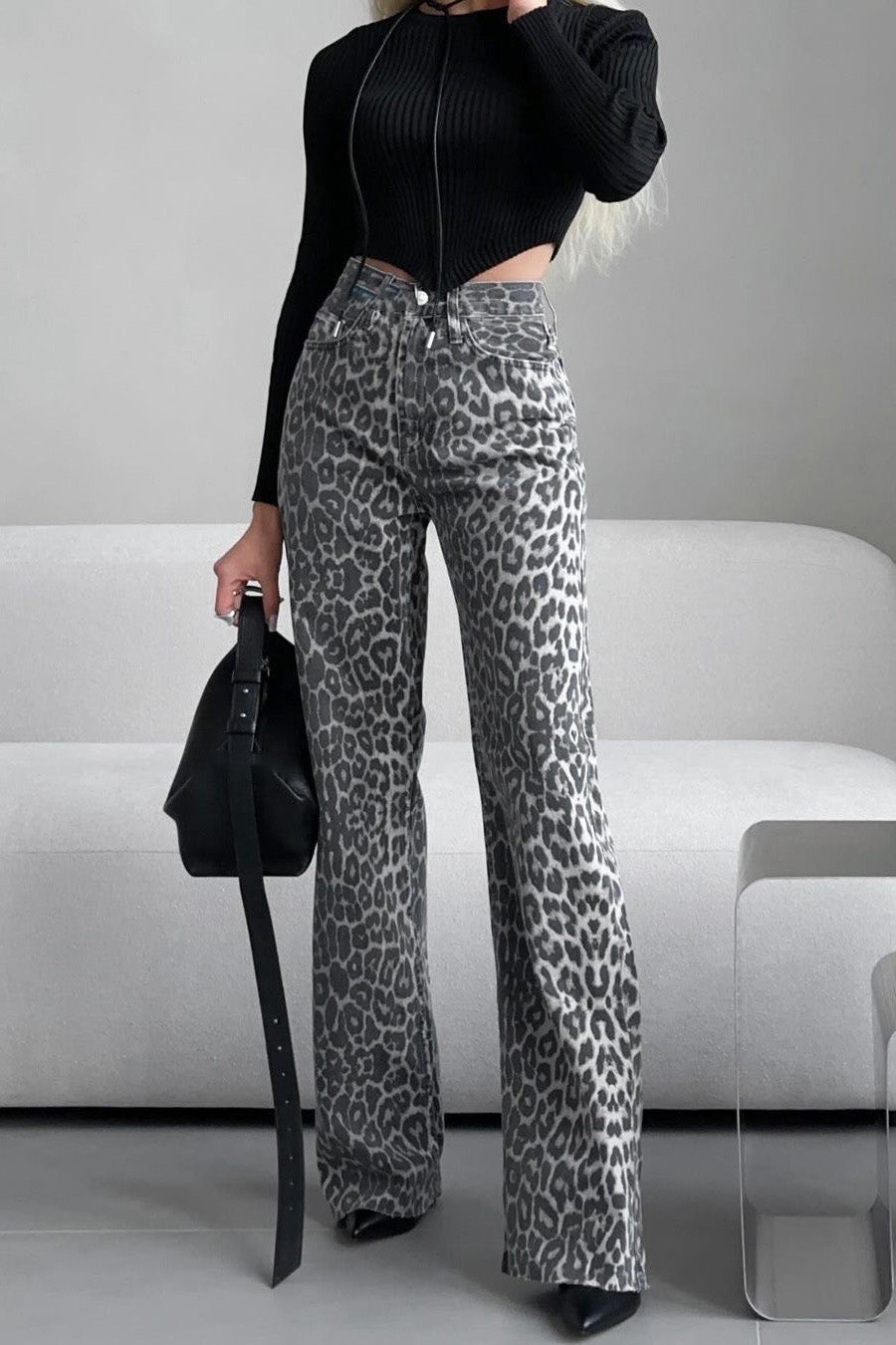 Leopard High-Waisted Jeans