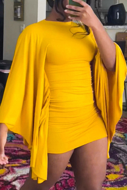 Curvy-Friendly Cape Sleeve Mini Dress