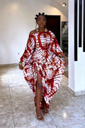 Tie-Dye Asymmetrical Off-Shoulder Maxi Dress