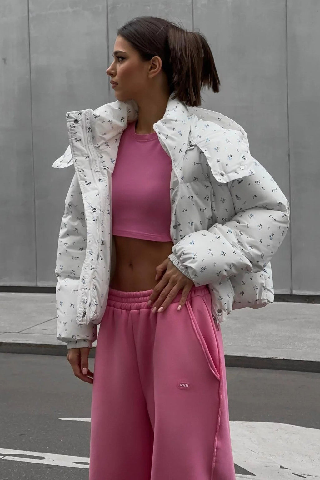 Floral Print Puffer Jacket