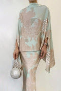 High Collar Floral Elegant Slim Suit