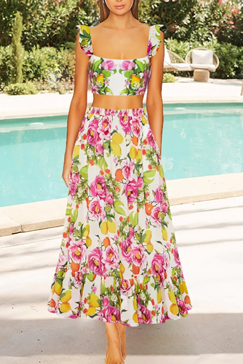 Floral Print High-Waist Bikini Set