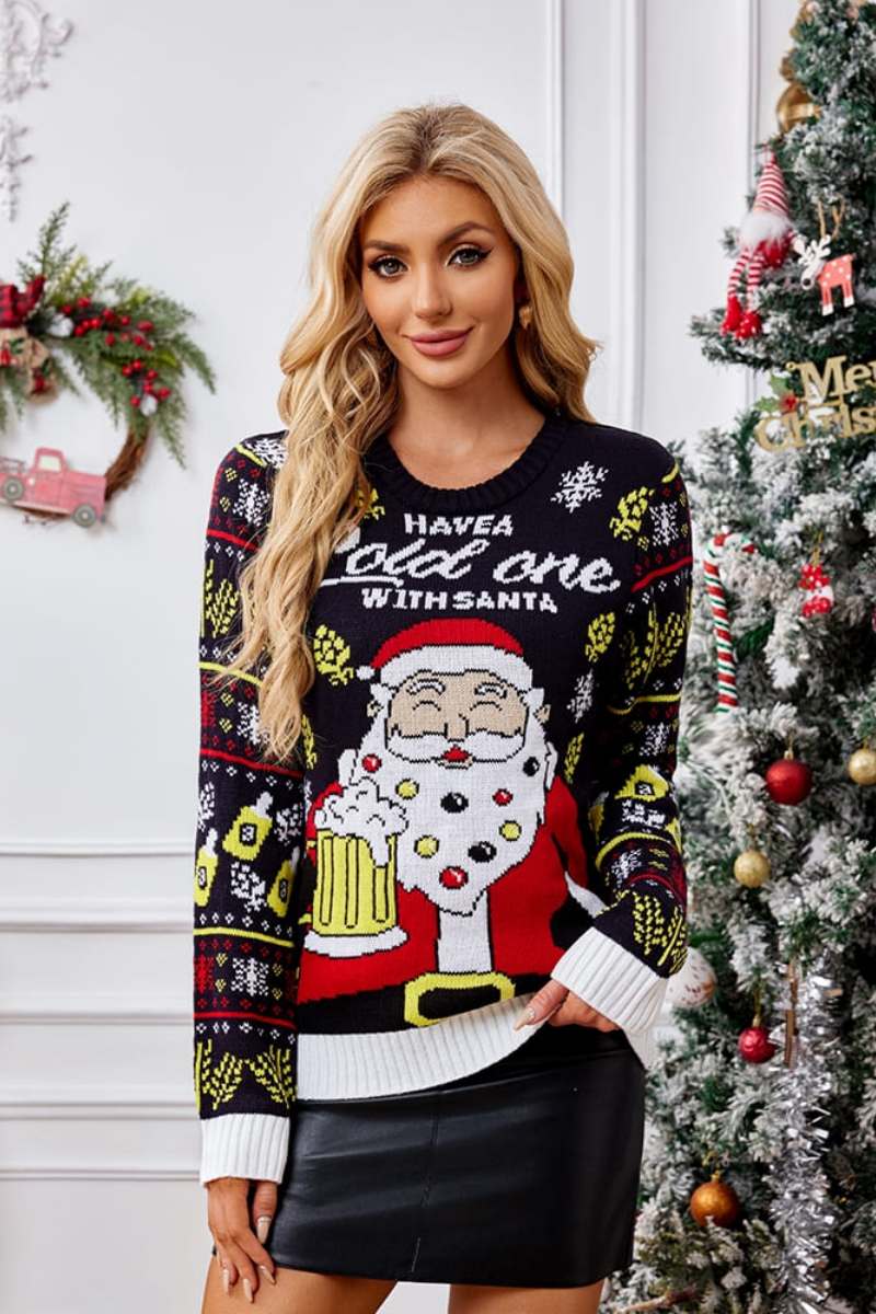 Knit Sweater - Santa Claus Enjoying a Beer