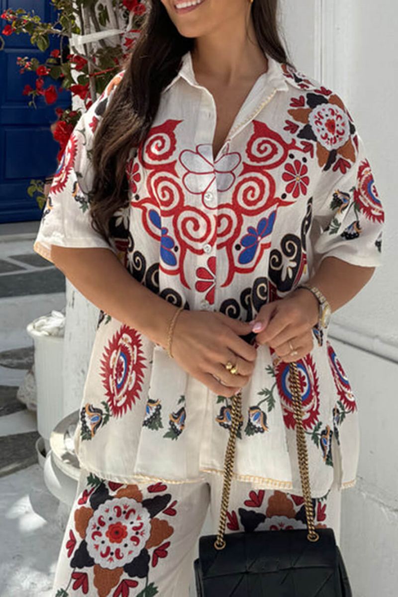 Unique Exquisite Ethnic Floral Print Elastic -Set
