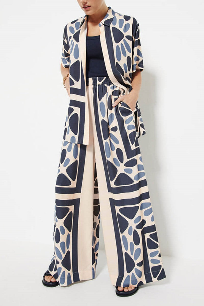 Summer Vacation Ethnic Print Loose Pants-Set