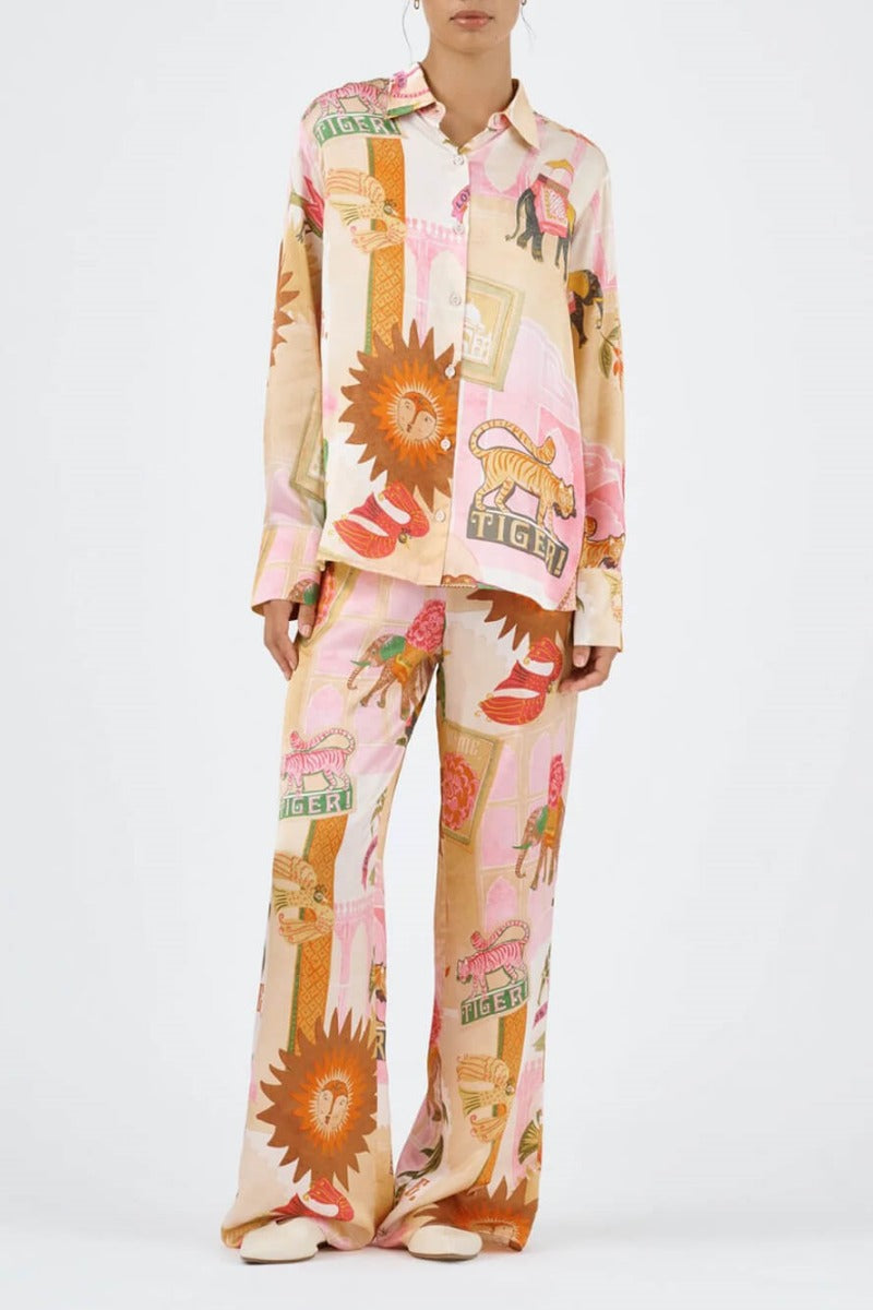 Unique Printed Shirt Top Elastic Loose Pants Set