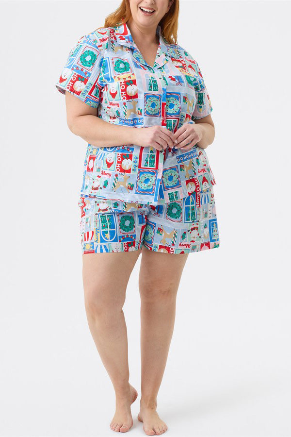 Christmas Print Short Sleeves Cute Print Set