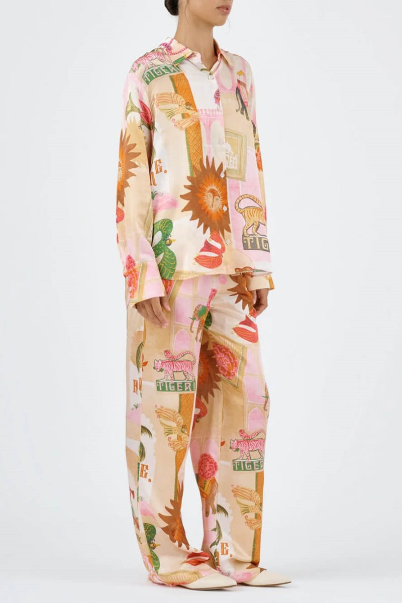 Unique Printed Shirt Top Elastic Loose Pants Set