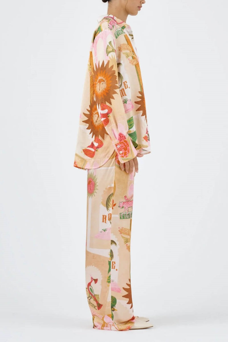 Unique Printed Shirt Top Elastic Loose Pants Set