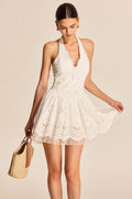 White Sexy Pure Lace Mini Dress