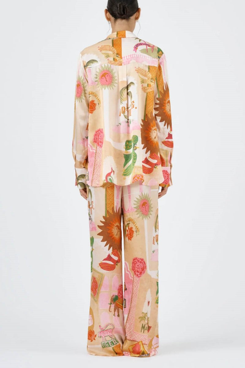 Unique Printed Shirt Top Elastic Loose Pants Set