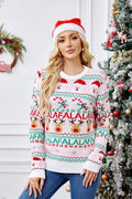 Loose-Fit Round Neck Cartoon Knit Sweater - Pink