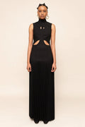 Pleated Cutout Maxi Dress