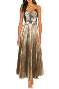 Cutout Gold Patchwork One-Piece Skirt Set