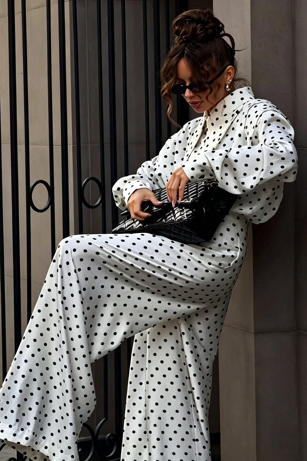 French Style Polka Dot Pants Set