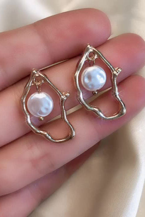 Oyster Pearl - Irregular - Shaped Drop Earrings