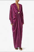 Magenta Satin Neck Maxi Dress in Satin