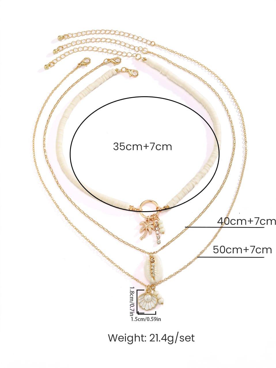 Shell Sunflower Pendant Multi-layered Necklace