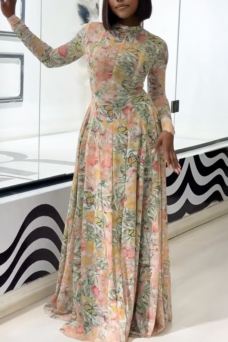 Verve Floral Butterfly Bloom Maxi Dress