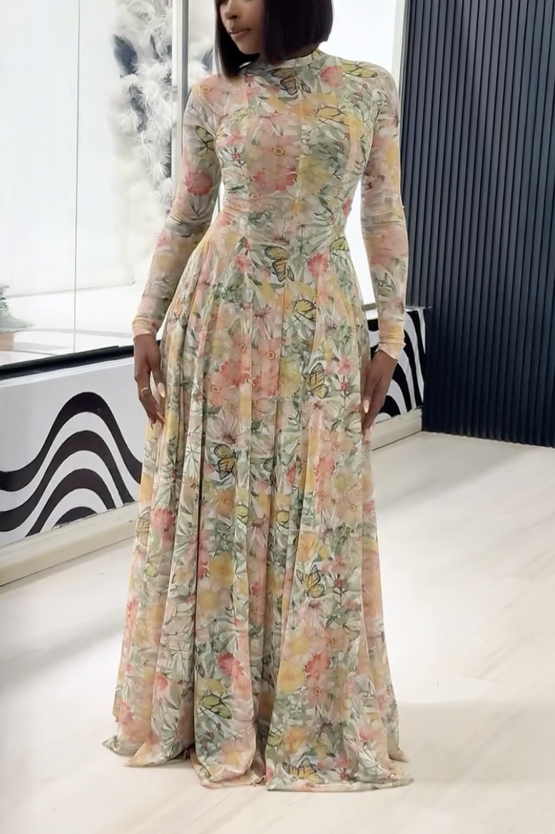 Verve Floral Butterfly Bloom Maxi Dress