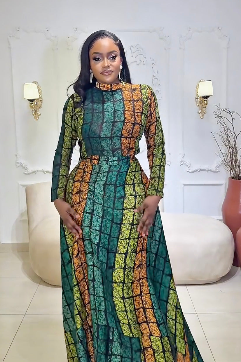 Emerald Kente Royalty Skirt Set
