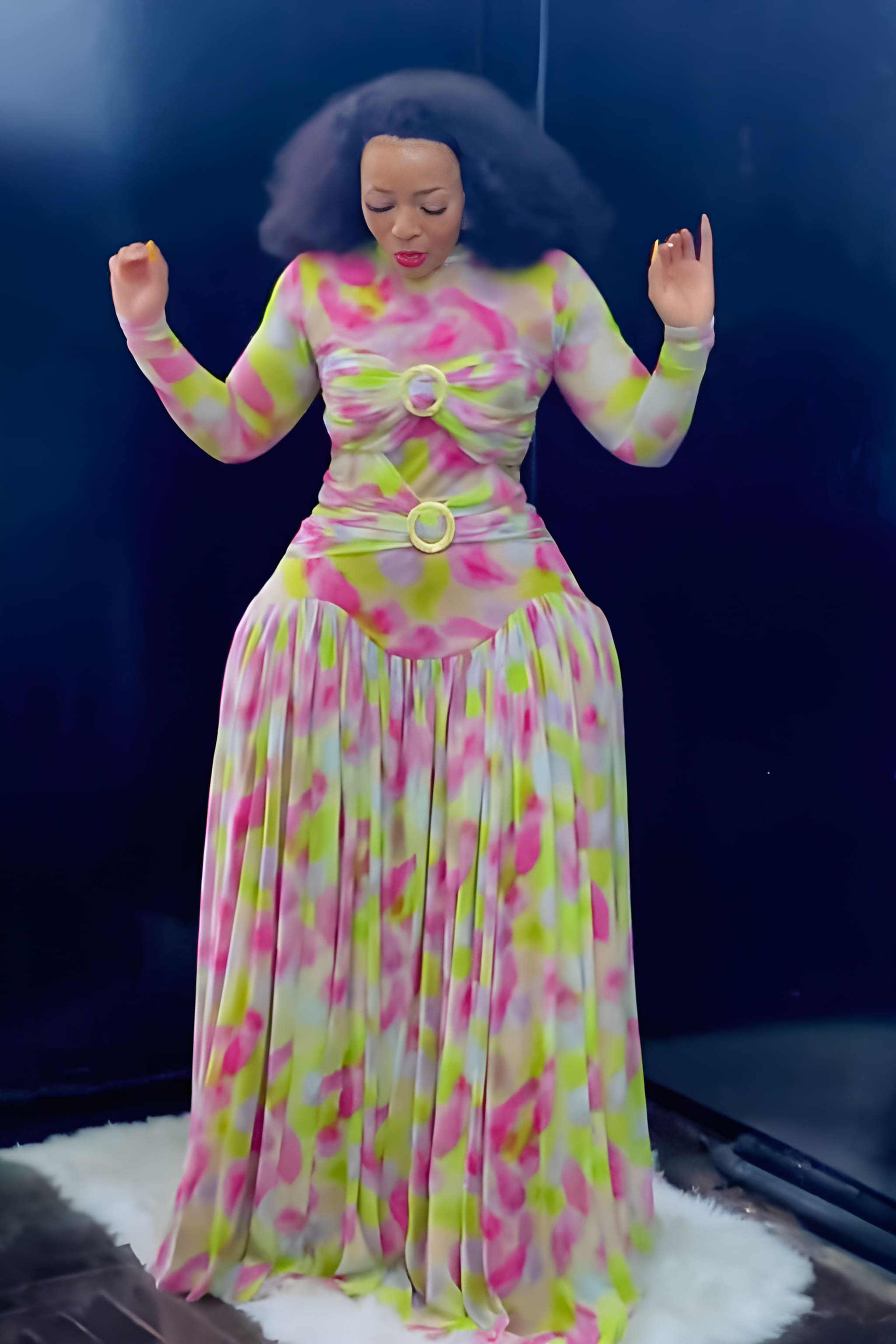 Pastel Mirage Mesh Maxi Dress