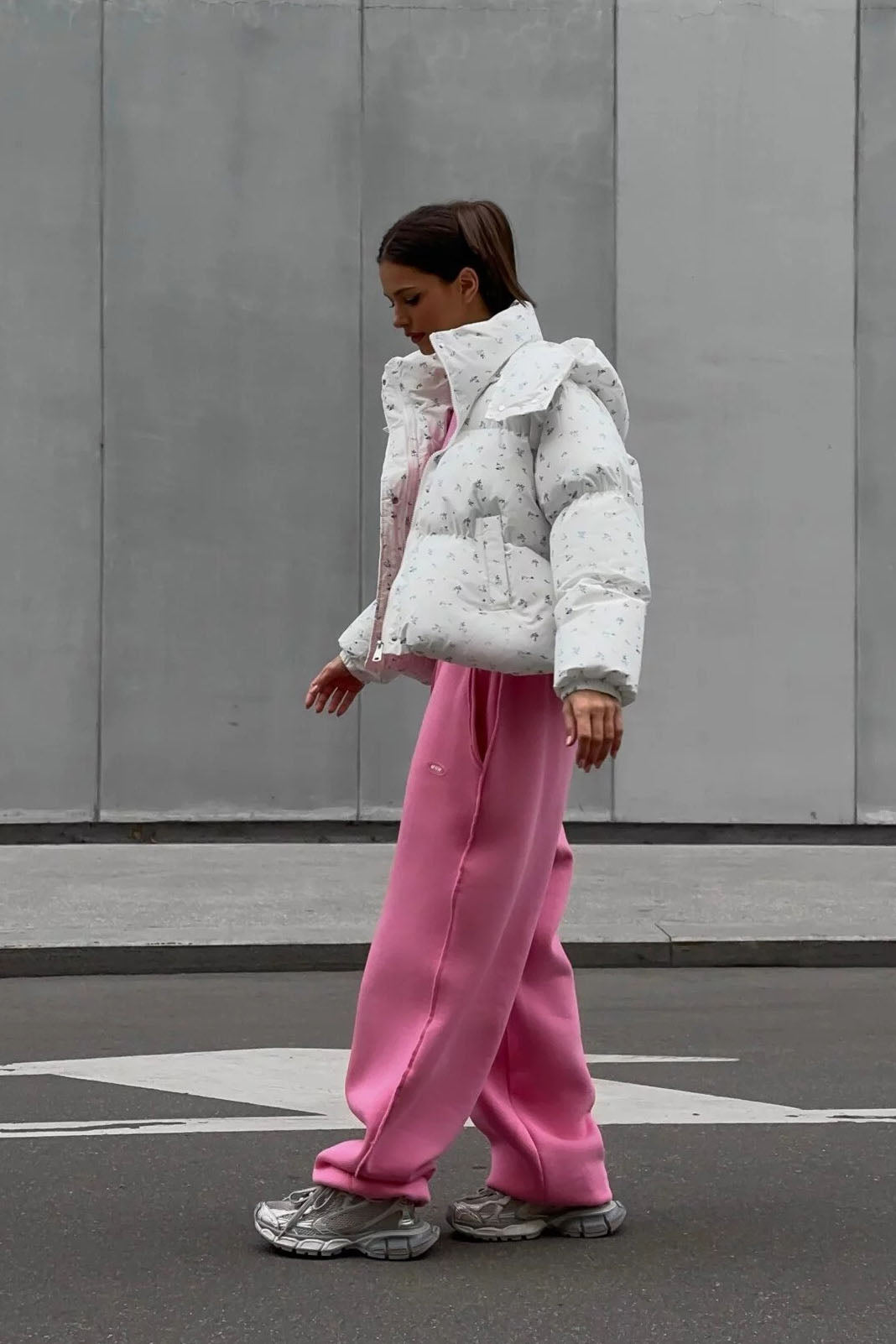 Floral Print Puffer Jacket