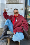 Street Solid Color Patchwork Collar Outerwear