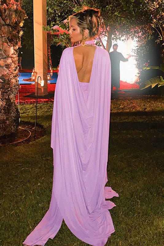 Sheer Cape Two-Piece Maxi Dress Set