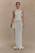 Knit Halter Ruffled Maxi Dress