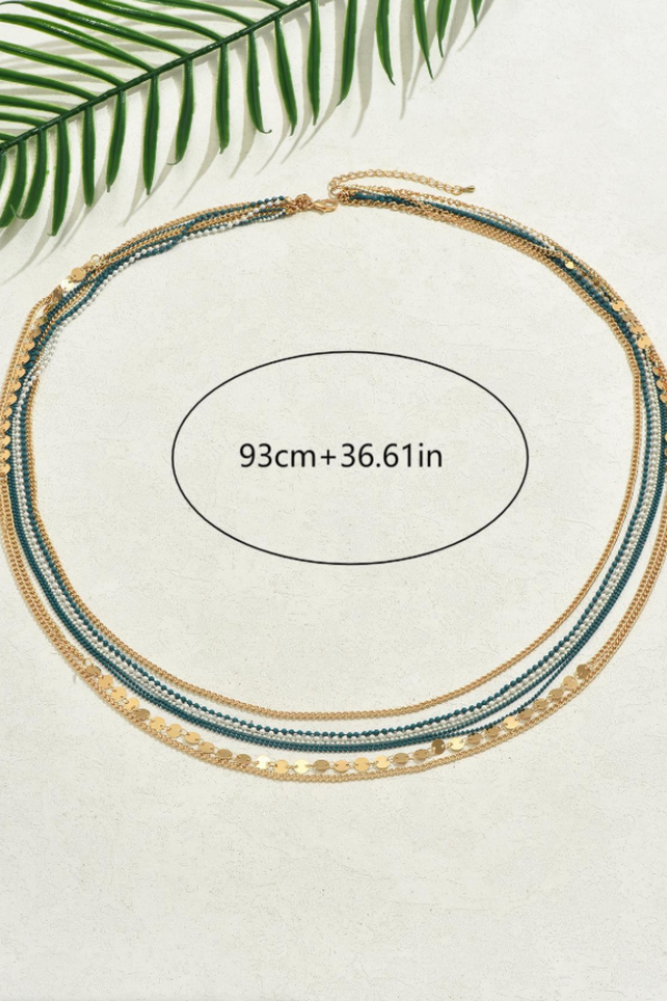 Women's Fringed Beaded Stacked Necklace