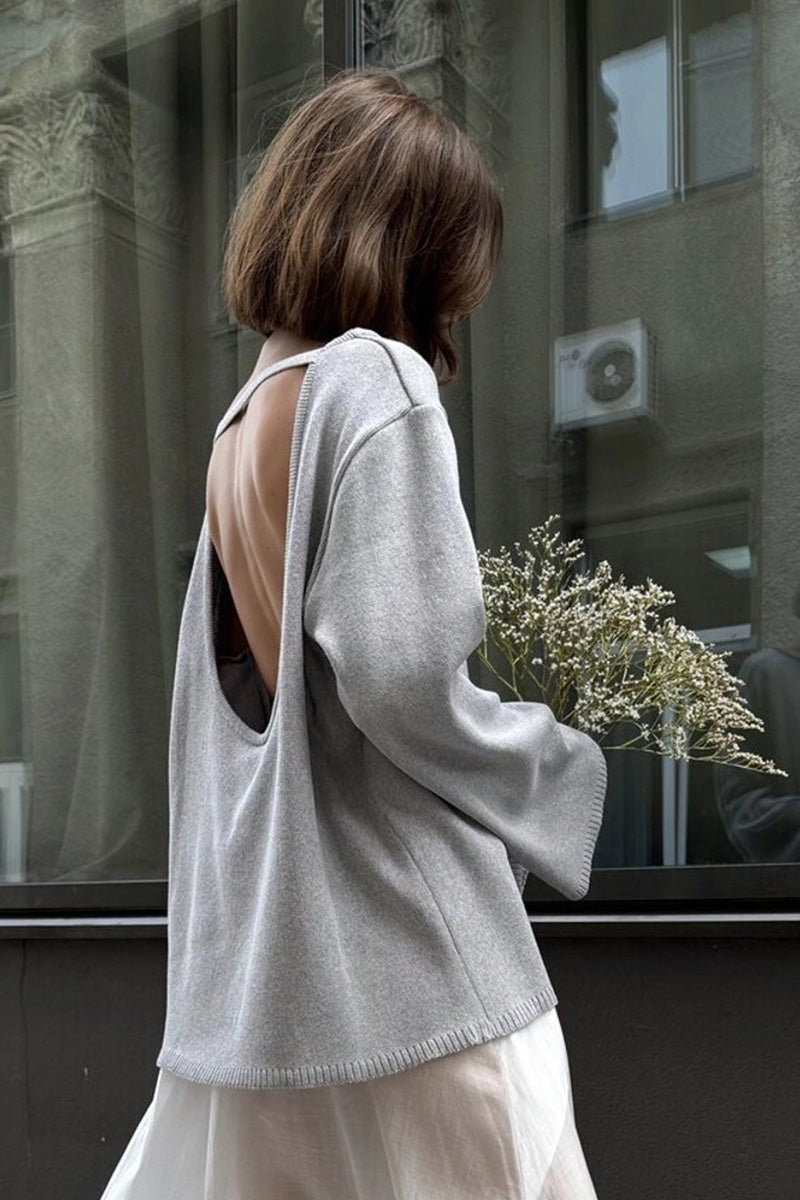 Hidden Open-Back Lazy Sweater