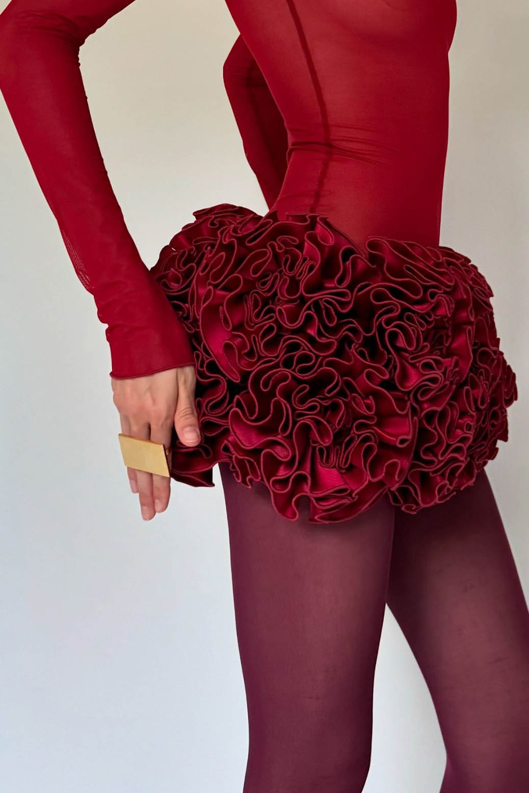 Red 3D Flower Hem Sexy Off-Shoulder Mini Dress