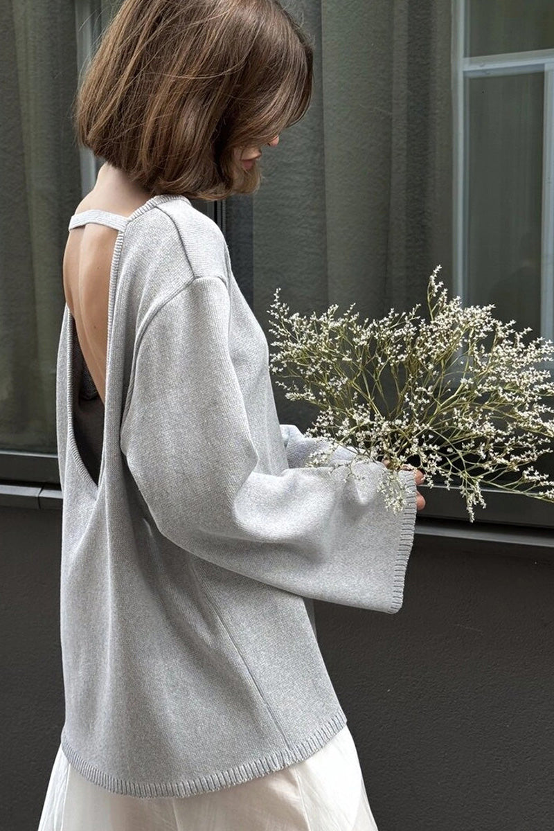 Hidden Open-Back Lazy Sweater