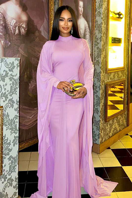 Sheer Cape Two-Piece Maxi Dress Set