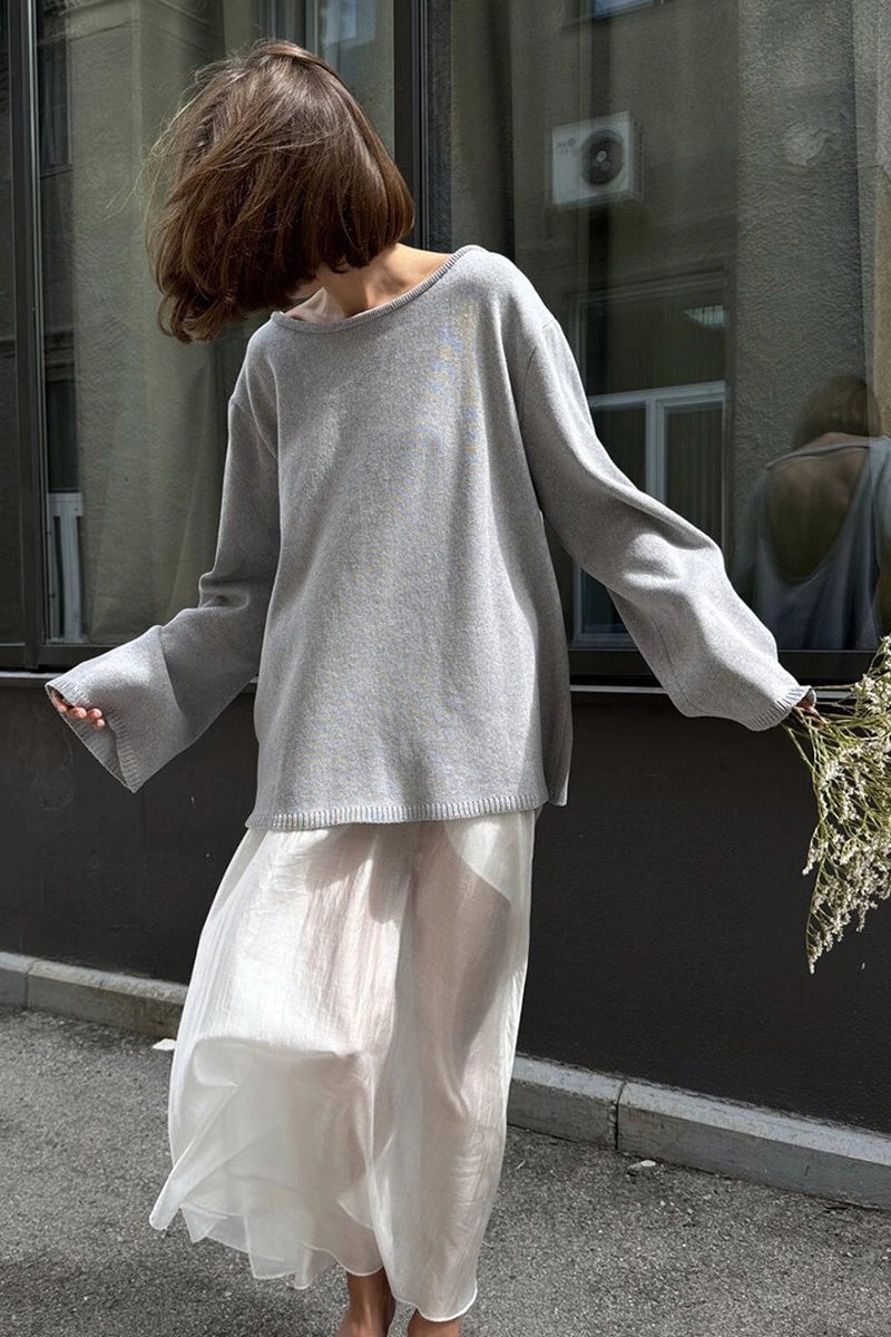 Hidden Open-Back Lazy Sweater