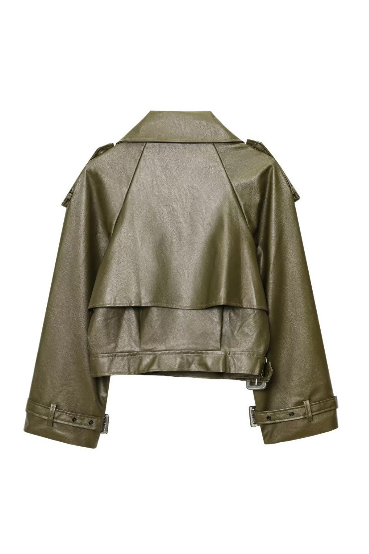 British Moto Cropped Leather Jacket